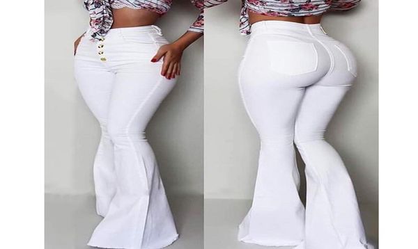 

2019 fashion buttoned bellbottom high waist pants women solid slim fit white flare pants summer elegant workwear patalon femme ly3662501, Black;white