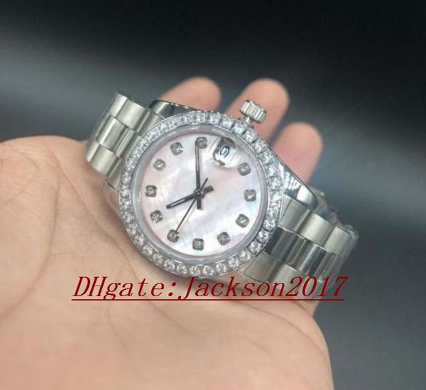 

lady diamonds watch women watchs 31mm women watch day dateday girl sapphire glass wristwatch automatic mechanical-04, Slivery;brown