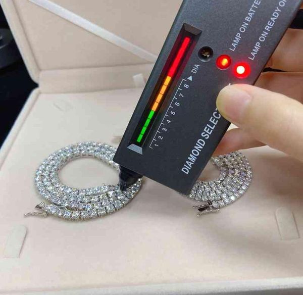 

s925 sterling silver mossan stone diamond tennis chain 3mm4mm pen passing vv hip hop necklace bracelet4085679