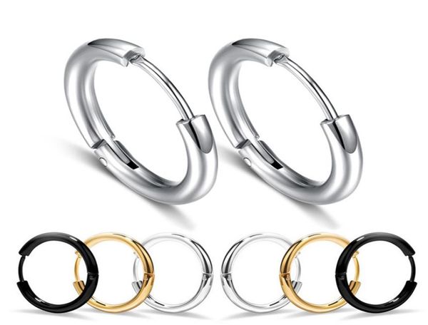 

hoop earring ear nail ornaments fashion male 316l stainless steel black simple personality circle ear ring ear buckle huggie8607993, Golden;silver