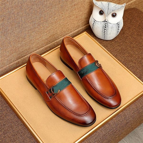 

men designer luxury dress leather shoes slip on patent leather mens casual oxford shoe moccasin glitter male footwear pointed toe shoes for, Black