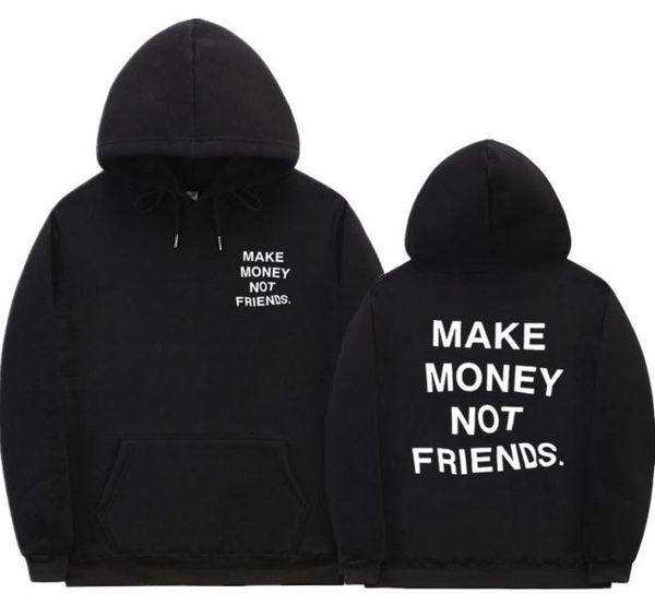 

streetwear hoodie make money not friends letter print autumn winter women men hip hop fleece pullover hoodies sweatshirts sxxl6872776, Black