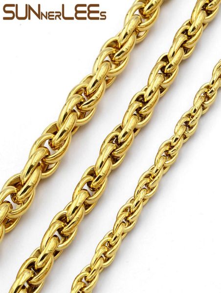 

5mm 7mm 9mm 11mm fashion jewelry 316l stainless steel necklace gold color oval rope ed link chain for mens womens sc31 n4524890, Silver