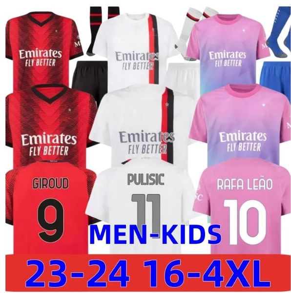

s-4xl ac milans 23 24 soccer jerseys football shirt 2023 2024 maglia milano kids kit home maglie da calcio away fan player version ibrahimov, Black;yellow