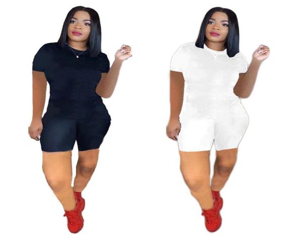 

plus size 2xl summer outfits women jogger suits black tracksuits short sleeve t shirtsshorts pants two piece set sportswear casua4004156, Gray