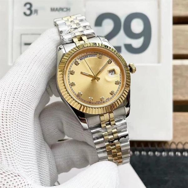 

41mm fashion mens watches date mechanical automatic sweep sapphire ladies dress watch stainless steel bracelet waterp246e, Slivery;golden
