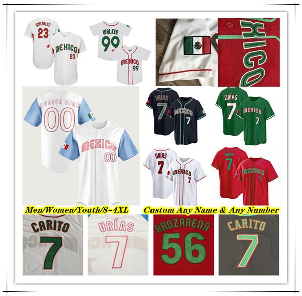 

2023 Team Mexico Baseball Jersey Joey Meneses Randy Arozarena Isaac Paredes Rowdy Tellez Julio Luis Urias Austin Barnes Alek Thomas Alan Trejo Alex Verdugo Aranda 4X, Men green