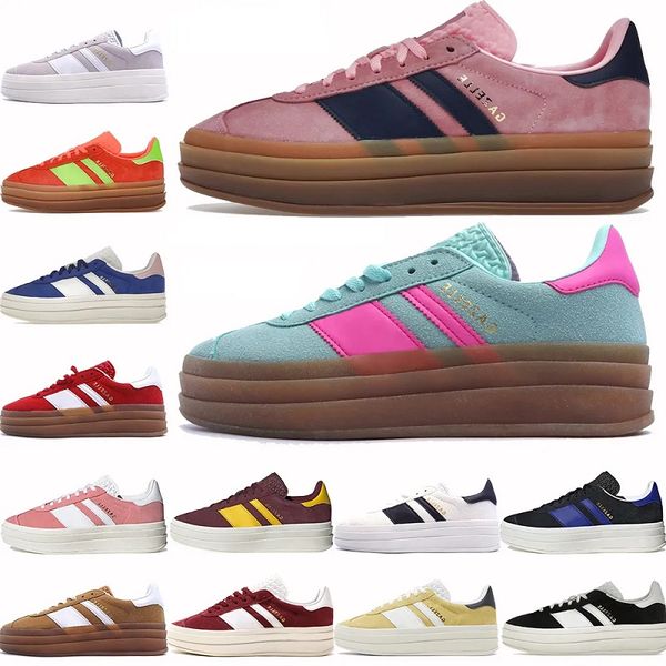 

gazelle bold platform women shoes white black almost yellow flash aqua shadow red gold chocolate blue pink glow low womens designer sneakers, White;red