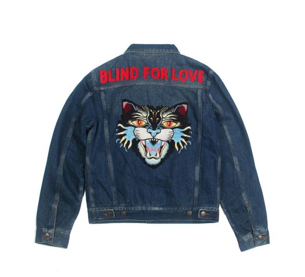 

solid casual slim mens denim jacket embroidery cat bomber jacket men cowboy men039s jean jacket chaqueta hombre1810207, Black;brown