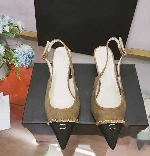

designer sandals fashion new rear empty trip strap chain thick heel sandals lightweight comfortable for womens designers shoes factory shoe, Black