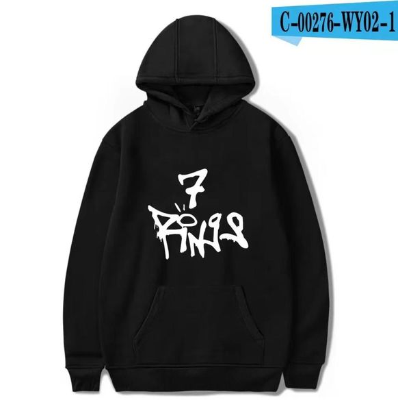 

2021 ariana grande product trend around the series new autumn and winter fashion men and women print pattern loose hooded longsle2506991, Black
