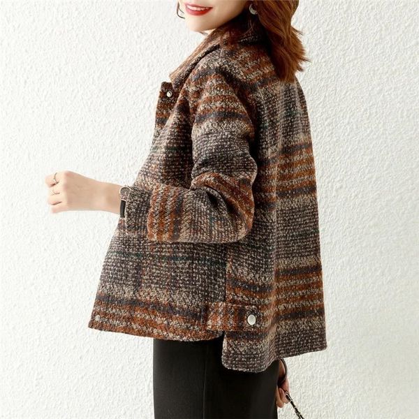 

women's wool blends short woolen coat autumn winter coat female fashionable women woolen jacket single-breasted outwear casual casaco f, Black