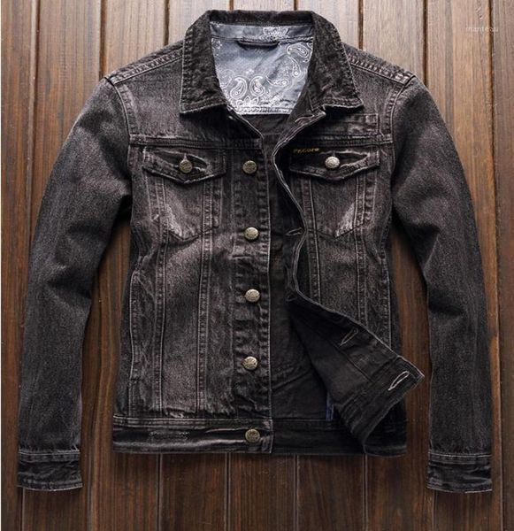 

men039s jackets black vintage mens denim jacket solid cotton casual men jeans coat back package desgin fashion motorcycle biker7945286, Black;brown