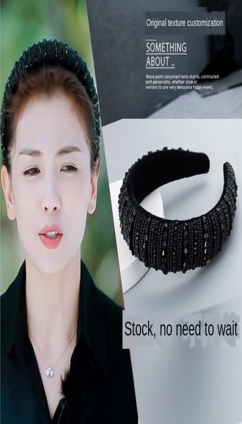 

dear inn liu tao hair band za sponge wide edge headband handmade crystal headwear4242673, Silver