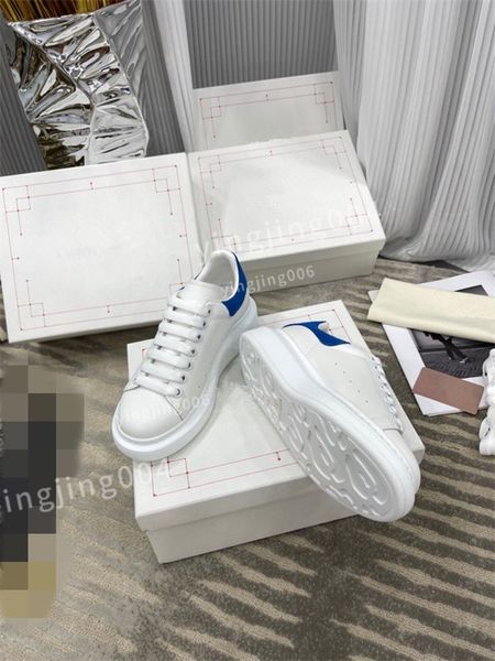 

2023 new designer men's and women's fashion casual shoes leather lacing platform sports shoes white blue men's women's t, Black