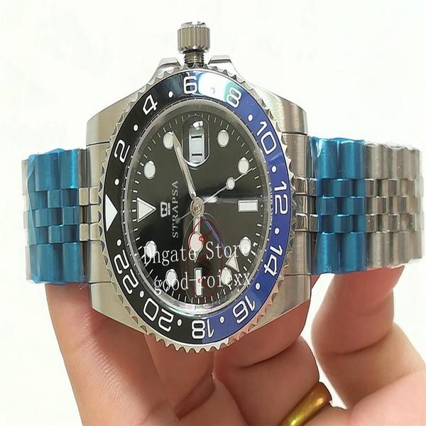 

men's watches blue black ceramic bezel watch men red jubilee bracelet automatic 2813 date gmt sapphire perpetual master crown226a, Slivery;brown