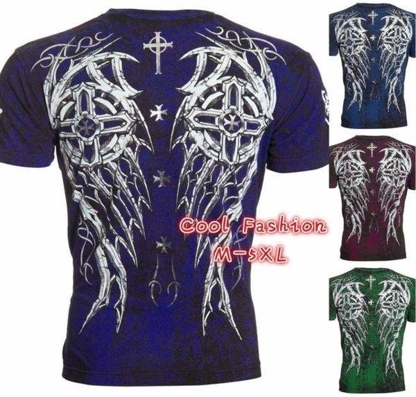 

gothic fashion archaic affliction cool skull print plus size men tshirt tattoo biker m5xl8870214, White;black