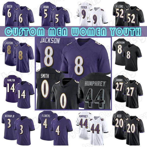 

8 lamar jackson zay flowers football jersey odell beckham jr roquan smith mark andrews baltimores raven kyle hamilton patrick queen odafe ow, Black;red