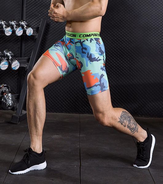 

gym short leggings men fitness compression shorts mens running shorts camouflage bermuda shorts jogging bodybuilding tights mma t22266385, White;black
