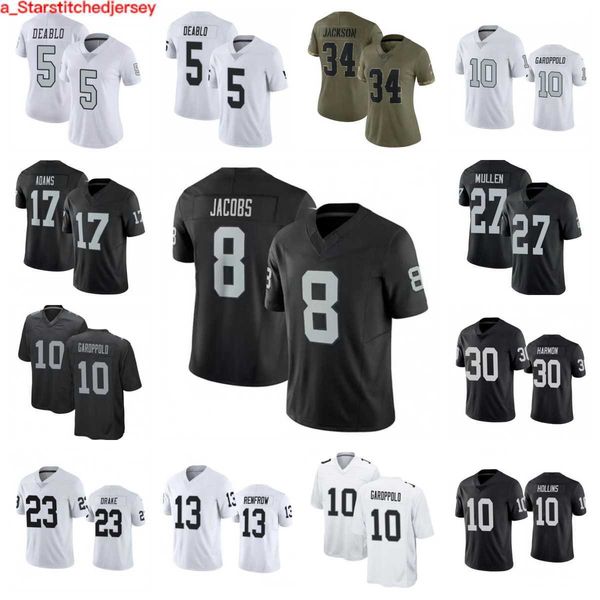 

8 josh jacobs 34 brandon bolden 75 howie long 81 tim brown football jersey 98 maxx crosby 87 michael mayer 83 darren waller 4 derek carr 16, Black