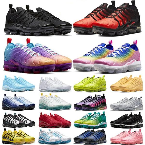 

2023 tn plus running shoes for men women triple black multi gradient lemon lime bumblebee ice blue mens trainers sports sneakers