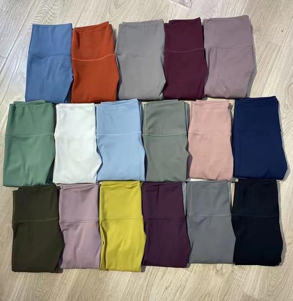 

solid color women yoga pants high waist sports gym wear leggings elastic fitness lady overall full tights workout6083140, Black