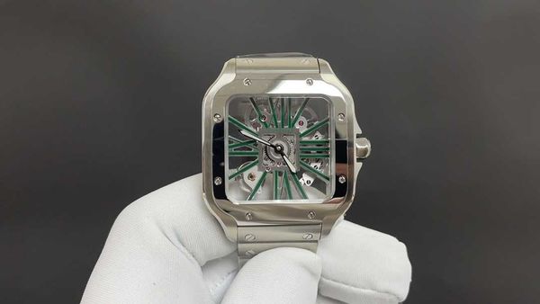 

superclone santos de cater large model manual steel mens watch whsa0028 uelq mechanical movement uhr skeleton watches montre prx luxe with b, Slivery;golden