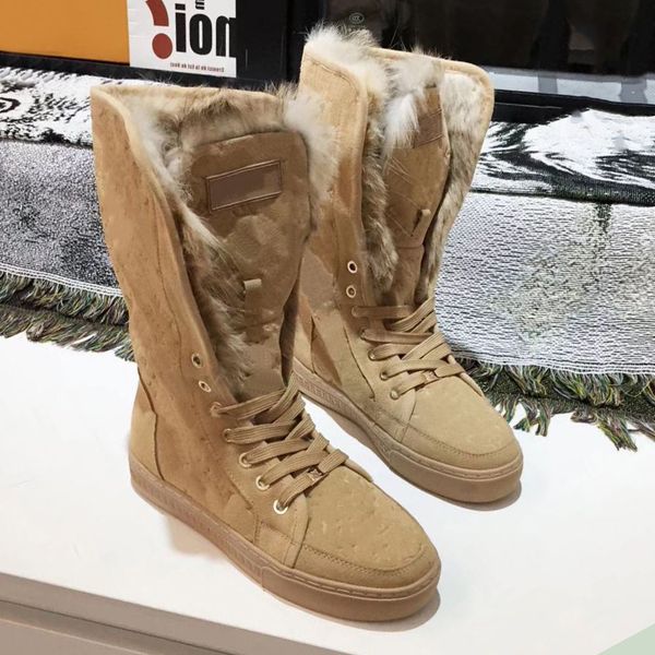 

designer boots women's martin christmas warm plush wood denim snow black leather anti slip flat bottomed high women's boots002
