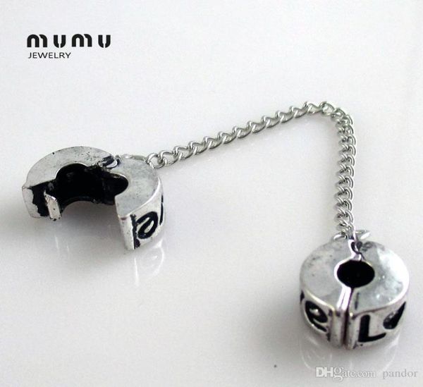 

fashion diy jewelry findings circle silver plated charm safety chains love heart loose beads for european style big hole charms br9330121, Black