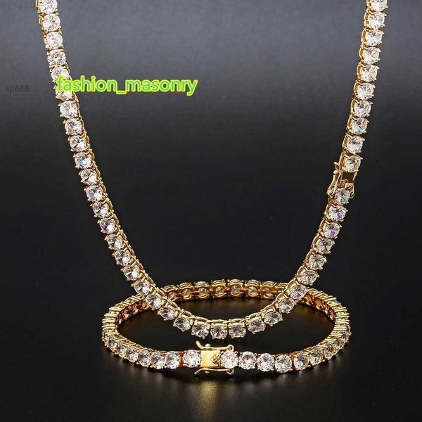 

ale 3mm4mm5mm hip hop 18k gold iced diamond necklace bling cz tennis chain, Silver