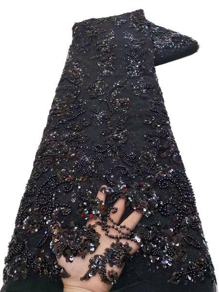 

tulle lace fabric french net african wedding dress sequins shiny party clothing 5 yards 2023 sequins evening dinner female beaded costumes n, Black;white