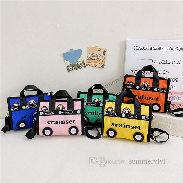 

children cartoon letter printed handbags boys girls candy color nylon single shoulder bag kids sports crossbody bags z3731, Black