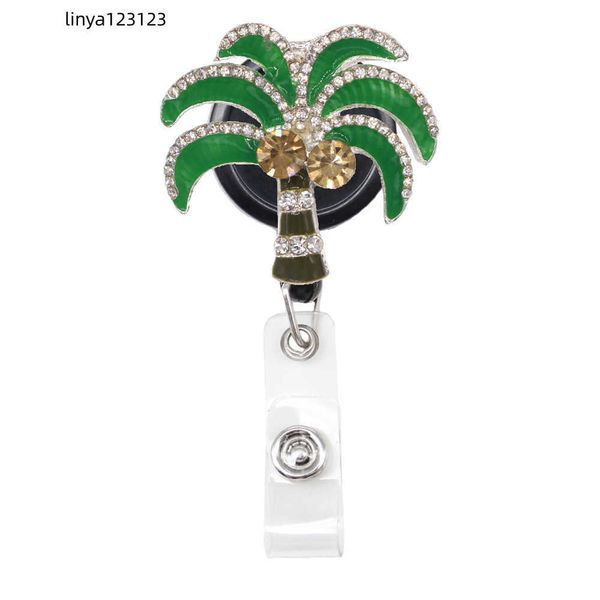 

10 pcs/lot custom key rings palm shpae crystal rhinestone id badge holder retractable reel for nurse gift accessories, Slivery;golden