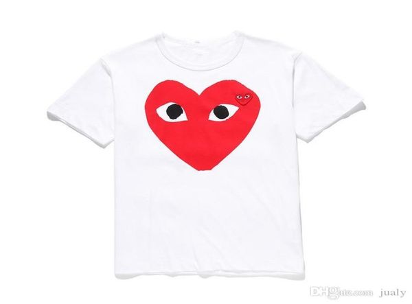 

fashion mens designers t shirt commes des garcons cotton embroided red heart heyplay casual tees white t-shirt men short summer 8811368, White;black