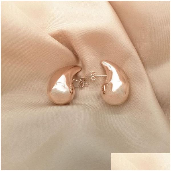 

stud trendy italy hollow stainless steel hypoallergenic 18k gold plated bottega tear drop waterdrop earrings for women girl, Golden;silver
