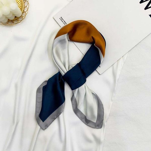 

spring and autumn wrap square kerchief fashionable summer imitation silk color matching simple light, Blue;gray