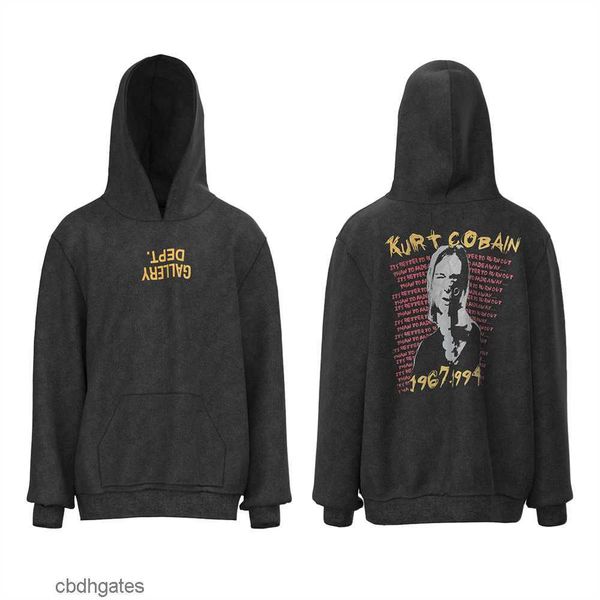 

men's trendy washed hoodies sweater mens fashion vintage gallerry deptt loose american hoodie brand printed yc25, Black