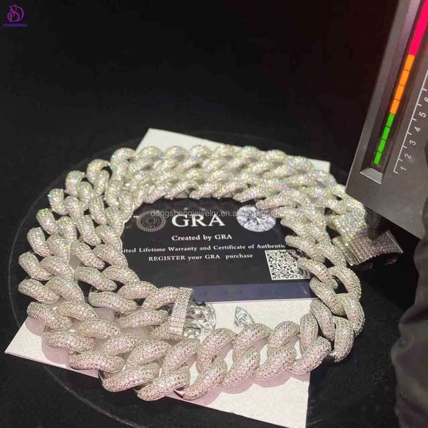 

hip hop fine jewelry 18mm 20mm men 925 silver cuban chain iced out moissanite diamond cuban necklace