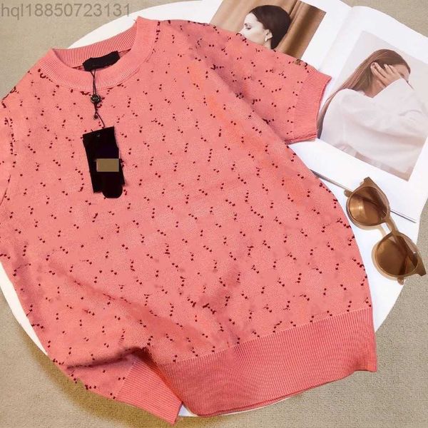 

2021 high fashion women's knits short sleeve sweater letter jacquard g comfortable thin quality design, White