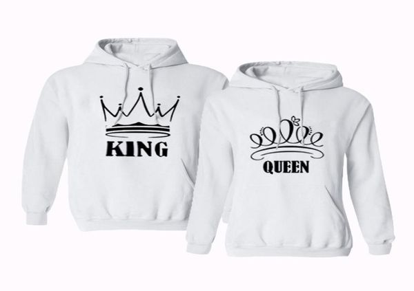 

skmy white print king and queen matching couple hoodies long sleeve streetwear head sweatshirt women clothes 20192412700, Black