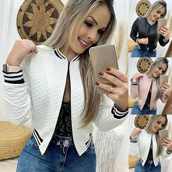 

women's jackets autumn winter leisure fashion women jacket o-neck zipper stitching quilted bomber jacket women coats short 230831, Black;brown
