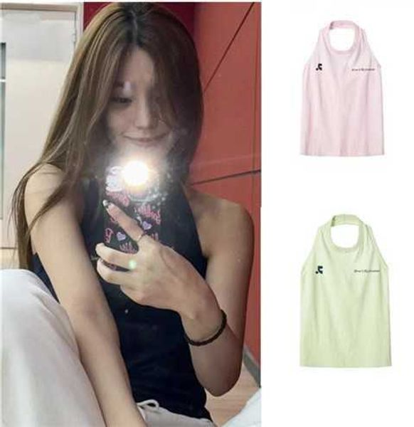 

south korean niche restandrecreation huang lizhi wears the same two piece halter neck off shoulder vest, White