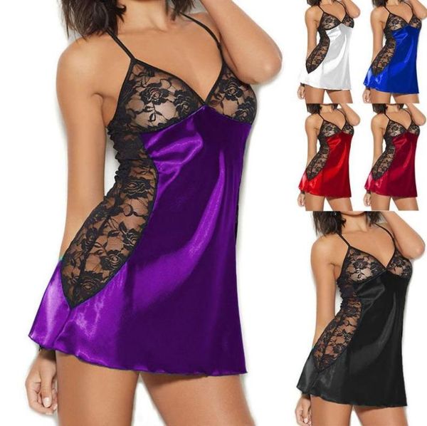 

2020 new explosion of lingerie rose lace nightdress and european american pajamas v2d34796930, Black;red