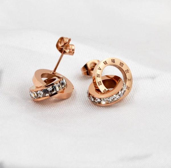 

316l stainless steel litter squair crystal stud earrings love earrings for women rose gold fine jewelry whole 8886263, Golden;silver