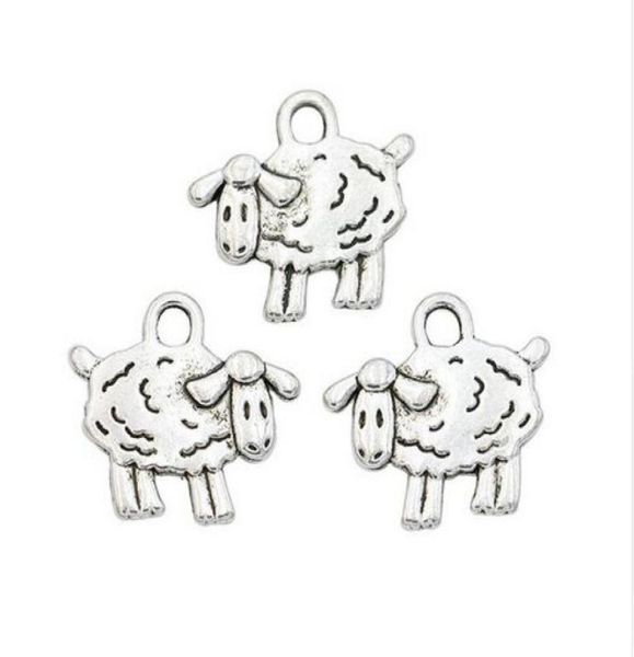 

200pcs alloy animals sheep charms antique silver charms pendant for necklace jewelry making findings 16x15mm6673180, Bronze;silver