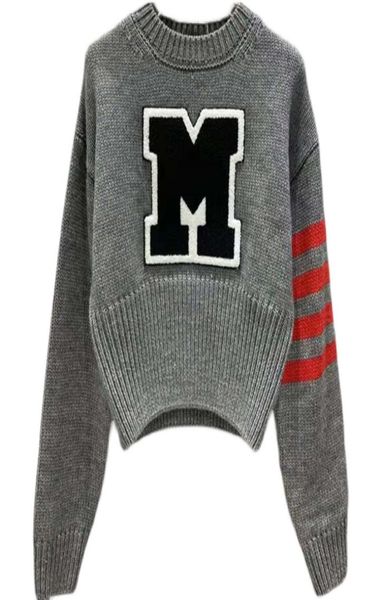

grey pullovers knitted sweater for women oneck long sleeve letter warm short for female 2021 new9636685, White;black