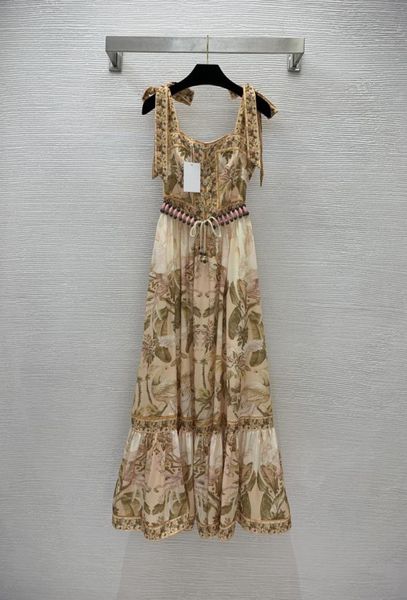 

2022 lian fashion brand high-end custom cotton linen fabric suspender dress8289115, Black