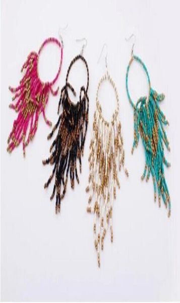 

vintage bohemia handmade beaded earrings multilayer tassels bead long dangle earrings fashion femal jewelry gift for women fashion4520516, Silver