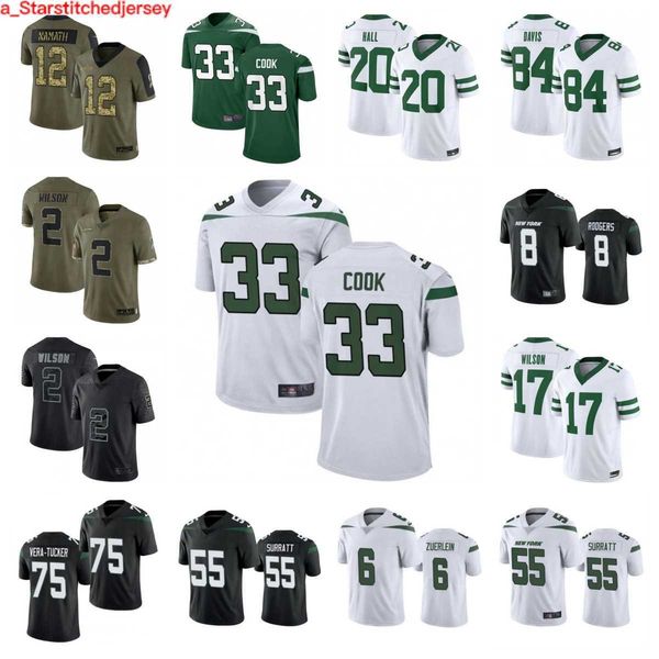 

8 aaron rodgers football jersey new 33 dalvin cook 99 will mcdonald iv yorks 75 alijah vera-tucker 72 micheal clemons 87 c. j. uzomah 10 all, Black
