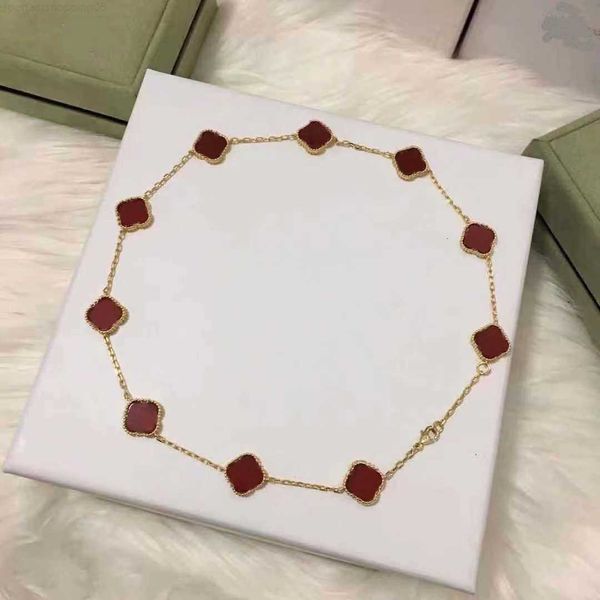 

gold pendant necklaces four leaf clover designer van luxury woman necklace jewelry women ten flowers chokers 87453, Silver